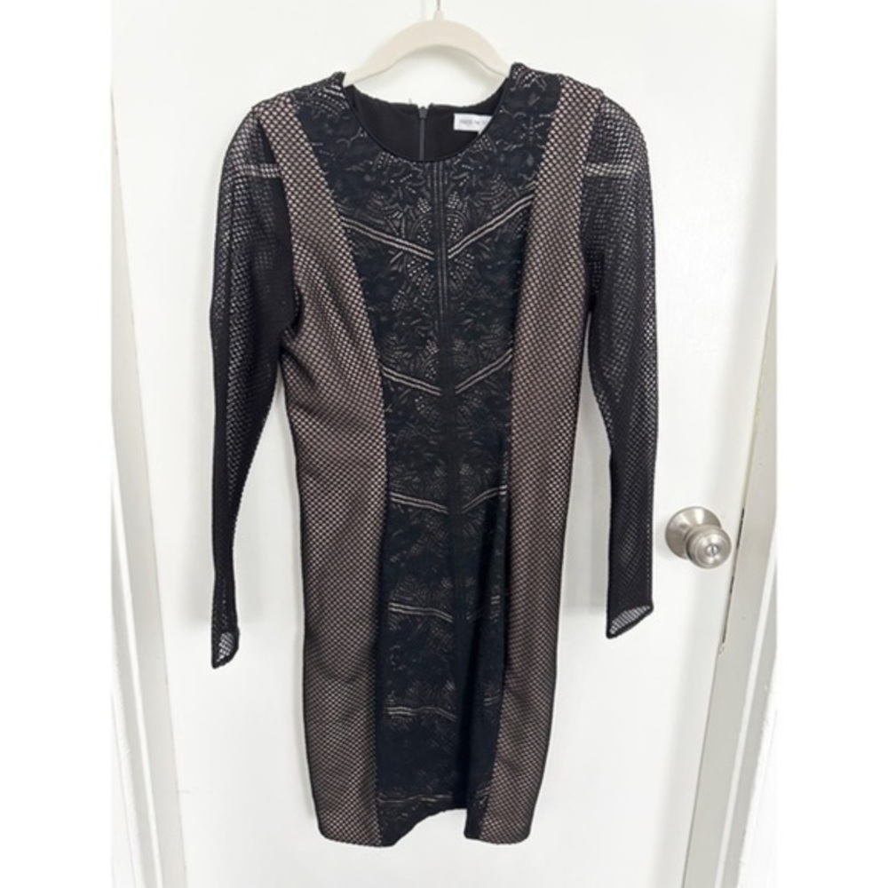 Dress The Population Dress Size Medium Sloane Black Mesh Bodycon Cocktail - Picture 2 of 5